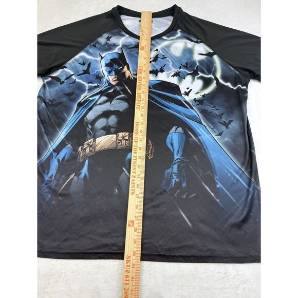 Batman Shirt Mens 2XL Black Blue Graphic DC Comics Superhero Tee Lightning Bats - Picture 7 of 7